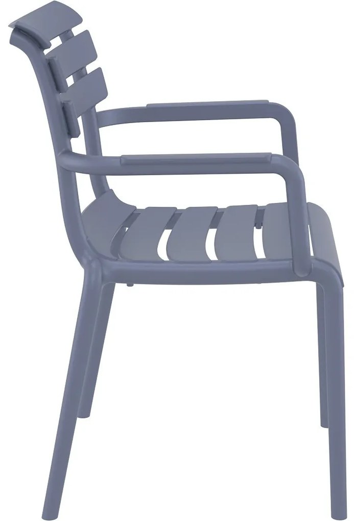 PARIS záhradná stolička s podrúčkami dark grey