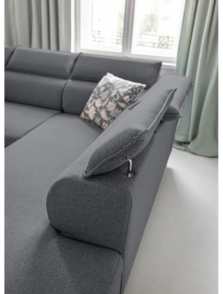 Tmavosivá rozkladacia rohová pohovka (pravý roh) Sweet Harmony – Miuform