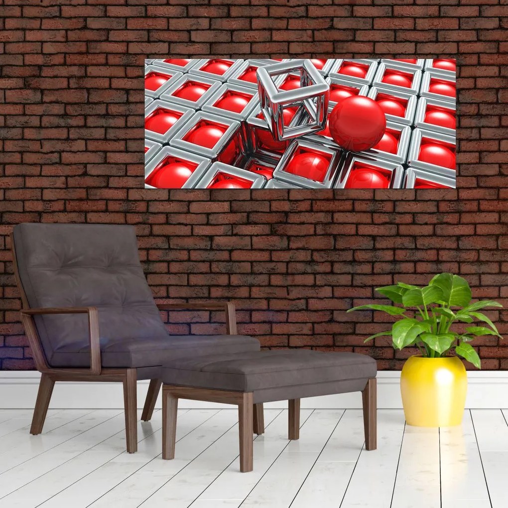 Obraz - 3D metalická abstrakcia (120x50 cm)