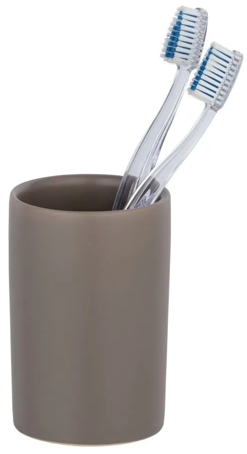 Hnedý keramický pohárik na zubné kefky Wenko Polaris