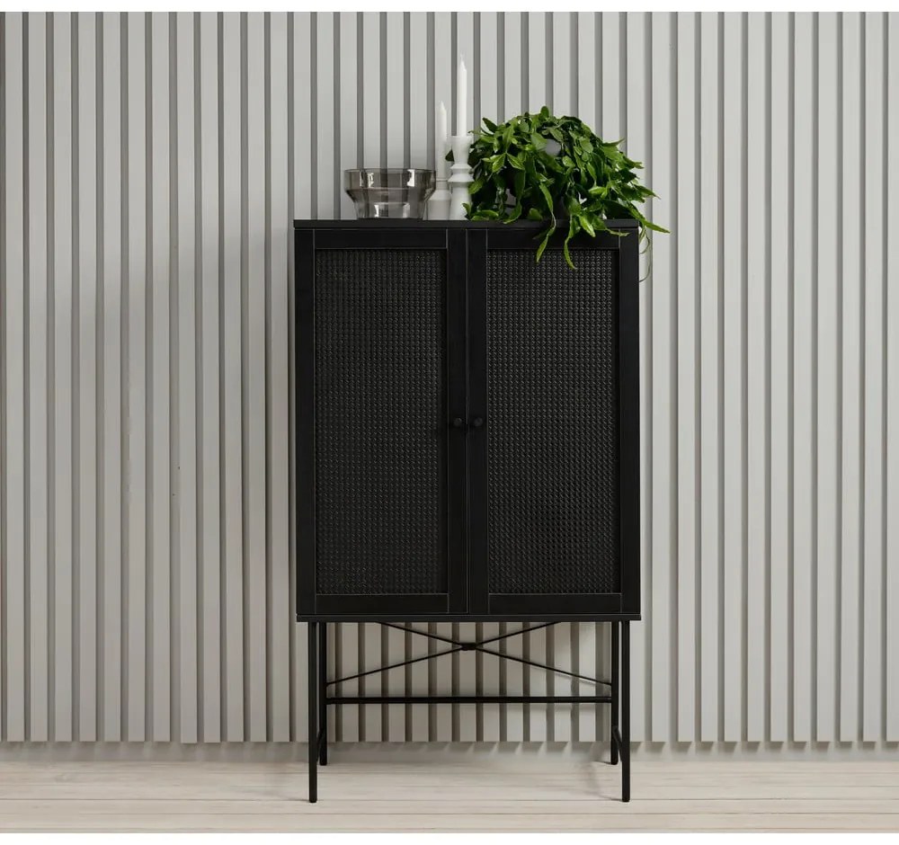 Čierna skrinka v dekore duba 80x135 cm Pensacola – Unique Furniture