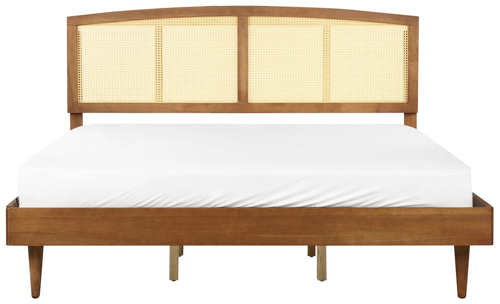 Drevená posteľ s LED 180 x 200 cm svetlé drevo VARZY Beliani
