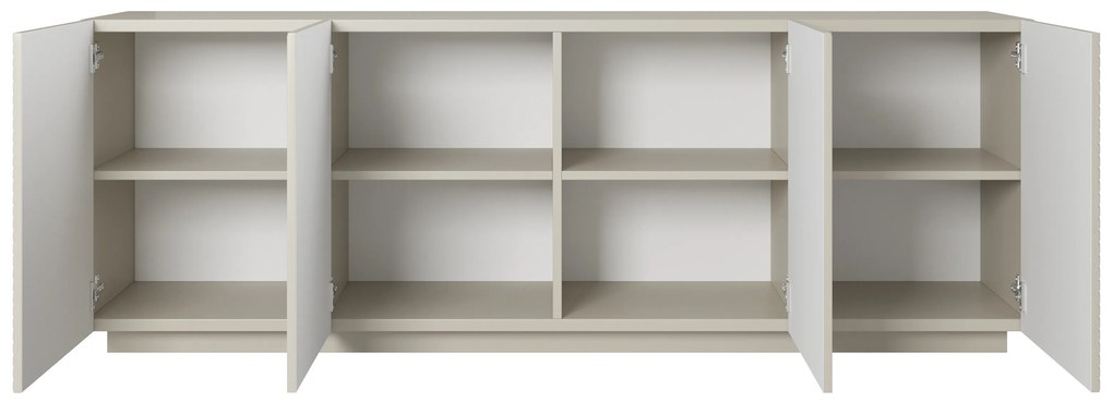 Komoda Asha 200 cm s ryhovaným čelom - kašmír