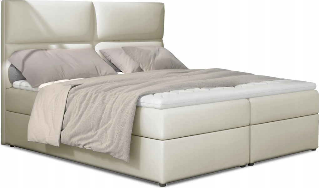 Manželská posteľ Boxspring 185 cm Alyce (svetlobéžová) (s matracmi)