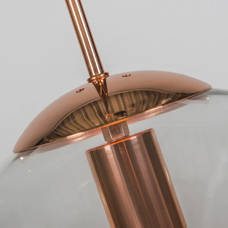 Art Deco závesné svietidlo medené s priehľadným sklom 30 cm - Ball 30