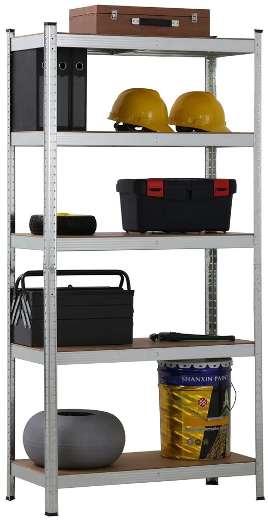 Kovový regál BestBerg BBMS-20 / 70 x 150 x 30 cm / 5 políc / strieborná/hnedá