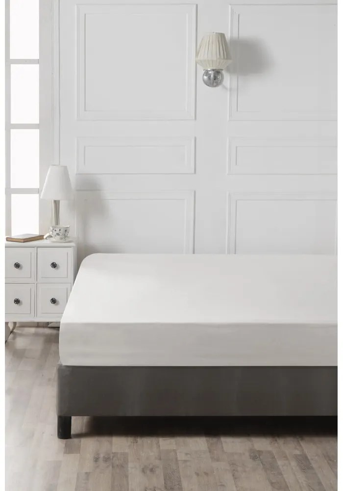 Biele napínacie bavlnené prestieradlo 160x200 cm - Mijolnir