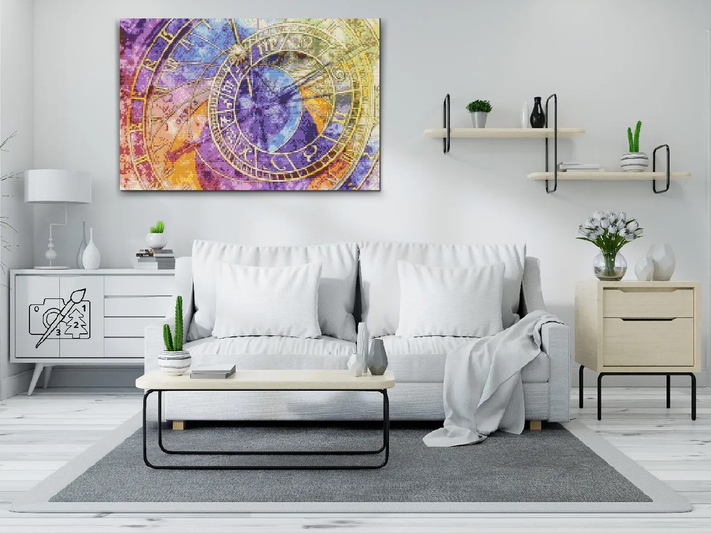 Gario Diamantové maľovanie Farebný orloj Rozmery: 120 x 80 cm, Rámovanie: Iba zrolované plátno, Diamanty: Okrúhle