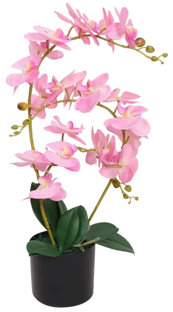 vidaXL Umelá rastlina, orchidea s kvetináčom 65 cm, ružová