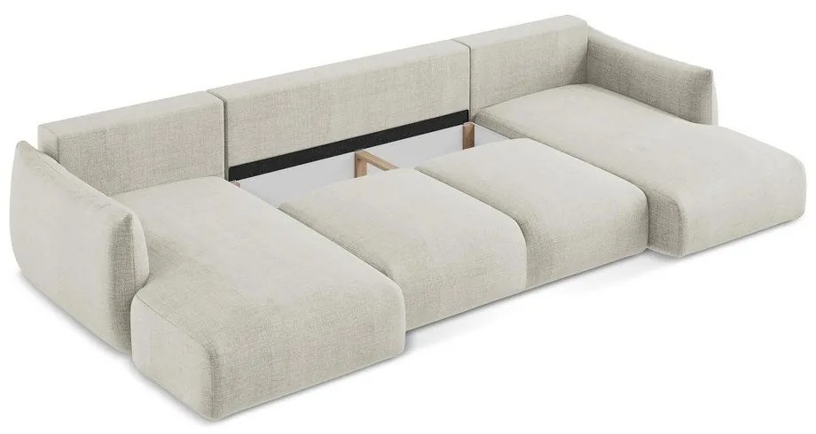 Béžová rozkladacia rohová pohovka (do tvaru "U") Leila – Makamii