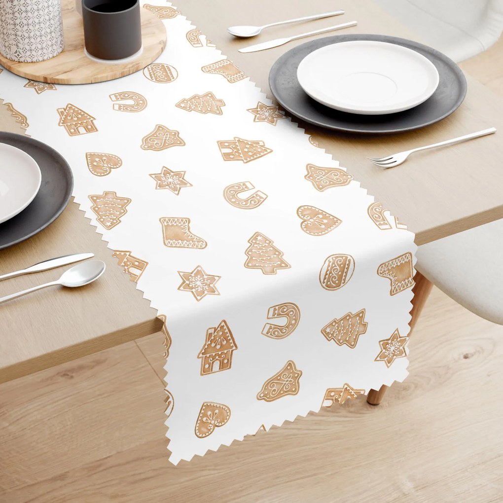 Goldea vianočný behúň na stôl teflónový - perníčky 20x140 cm
