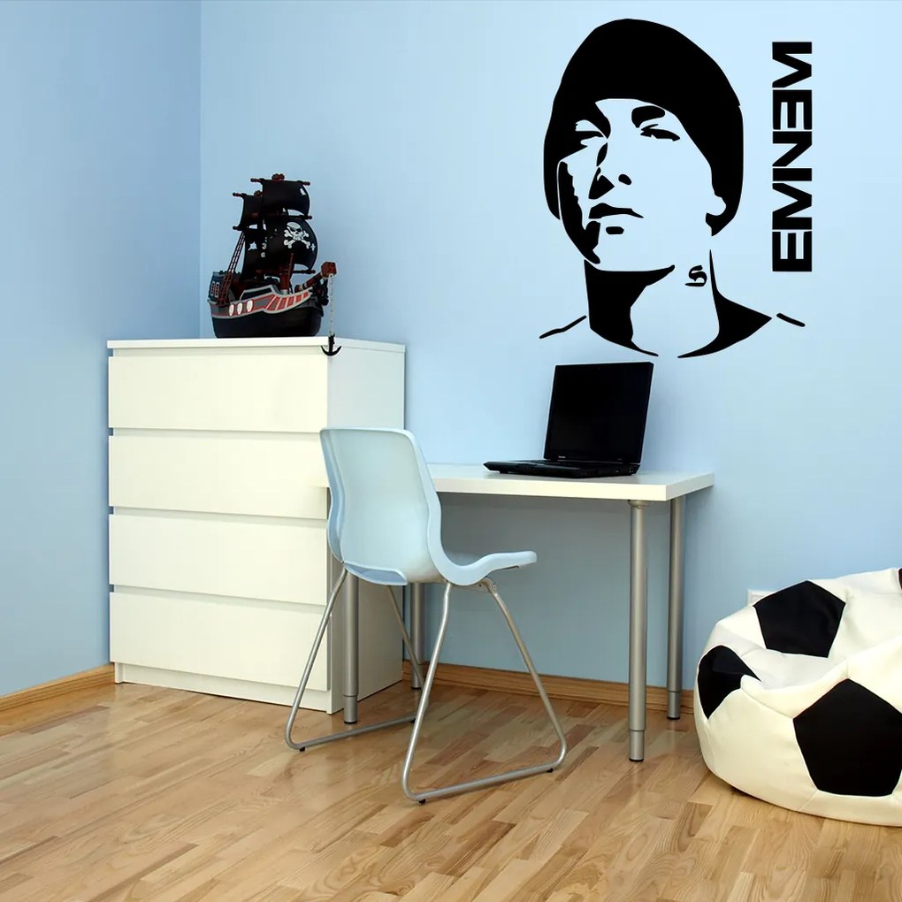 Veselá Stena Samolepka Eminem Farba: čierna, Veľkosť: 100 x 118 cm