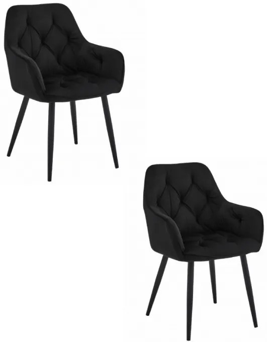 Set dvoch jedálenských otočných stoličiek JORK360 zamatové, čierne (čierne nohy) 2 ks