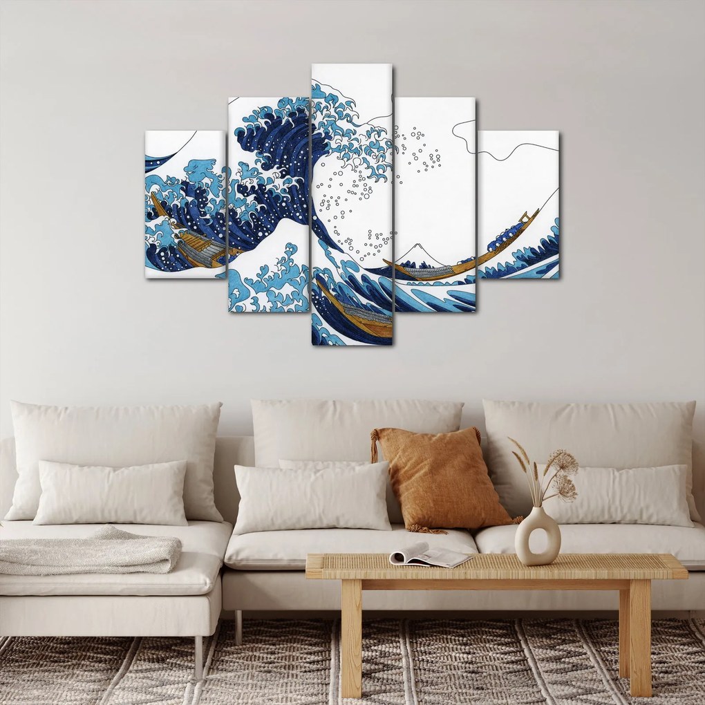 Obraz - Japonská kresba, vlny (150x105 cm)