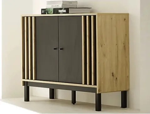 Úložná skrinka Volano, dub artisan/černá%