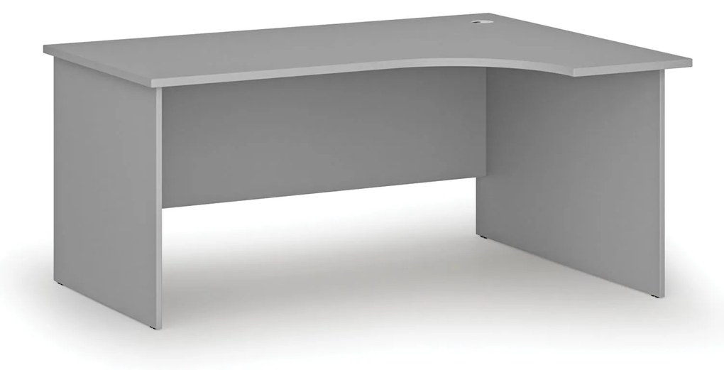 Rohový kancelársky písací stôl PRIMO GRAY, 160x120 cm, pravý, sivá