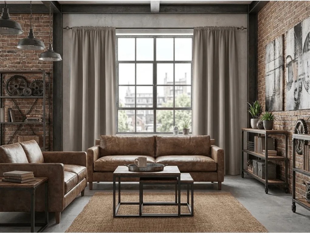 Sivo-hnedý záves OXFORD 140x250 cm Zavesenie: Riasiaca páska