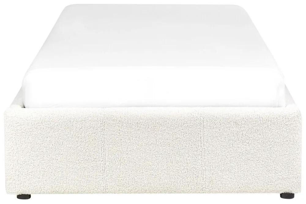 Buklé posteľ s úložným priestorom 90 x 200 cm krémová biela DINAN Beliani