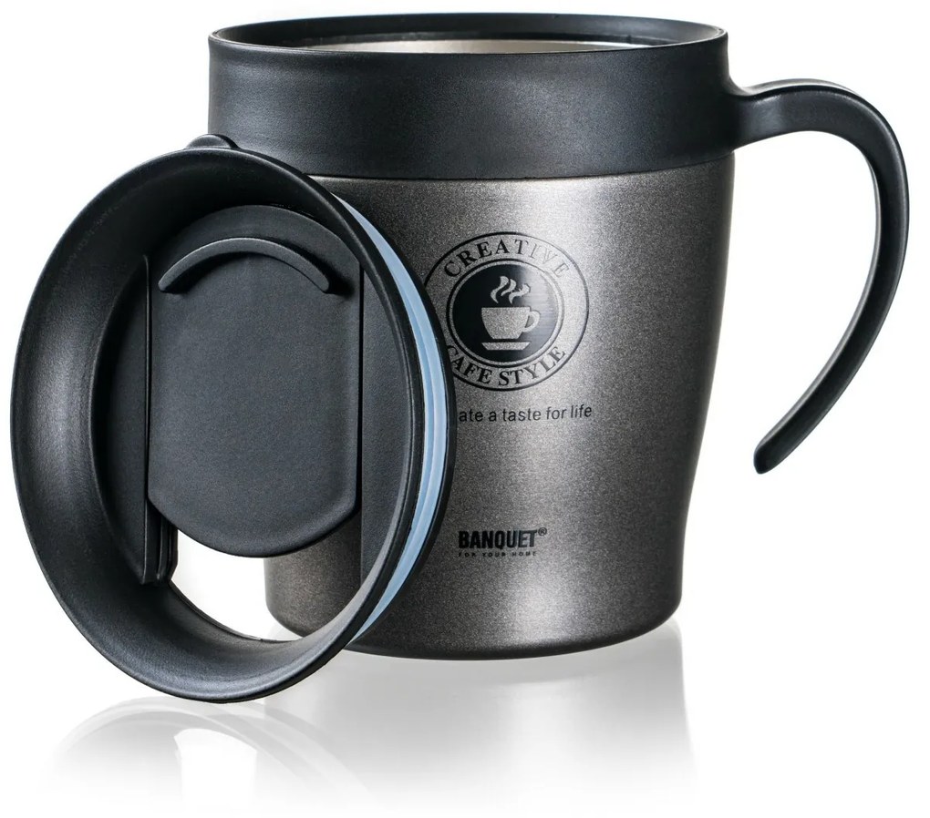 Banquet Termohrnček cestovný TAZZA 330 ml, antracit