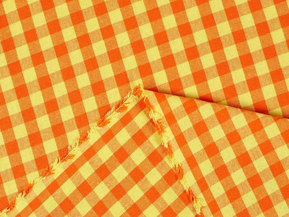 Biante Bavlnený behúň na stôl Olivia OL-006 Oranžovo-žltá kocka malá 20x120 cm