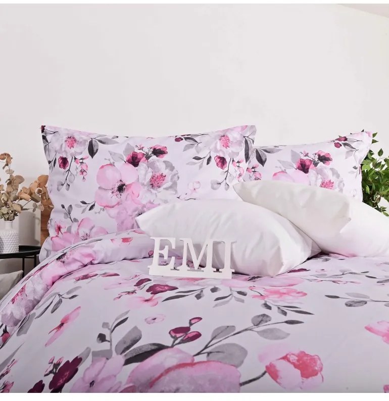 Obliečky Nelly satén EMI, Štandardný set jednolôžko obsahuje 1x 140x200 + 1x 70x90