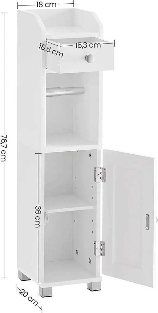 Kúpeľňová skrinka s držiakom na toaletný papier, biela