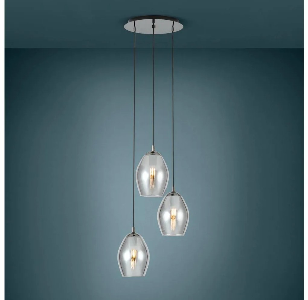 Eglo 39565 - Luster na lanku ESTANYS 3xE27/60W/230V dymová