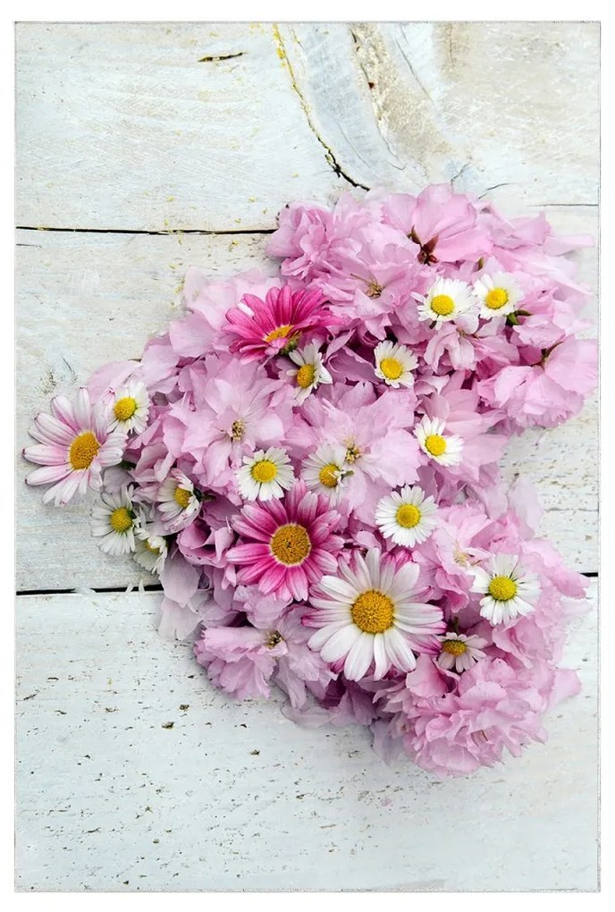 Súprava 2 kusov kúpeľňových predložiek FlowersForYou biela/ružová