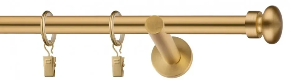 Dekorstudio Garniža jednoradová FLAT zlatá 19mm Dĺžka: 220cm, Typ uchytenia: Držiak otvorený, Typ príslušenstva: Krúžky tiché so štipcami
