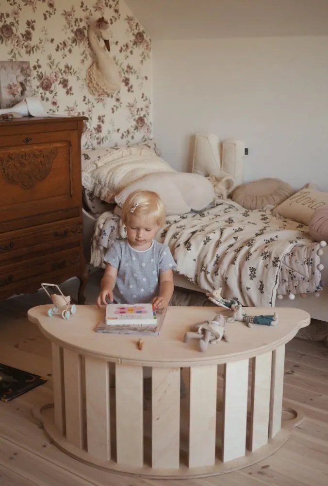 Detská pracovná doska k montessori hojdačke L Biela