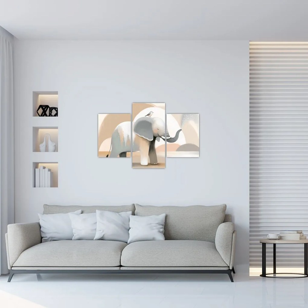 Obraz - Slon v pastelových farbách (90x60 cm)
