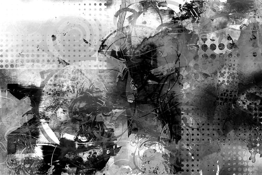 Tapeta grafická čiernobiela maľba - 375x250