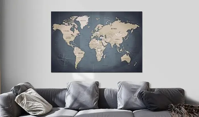 Obraz - World Map: Shades of Grey Veľkosť: 90x60, Verzia: Premium Print