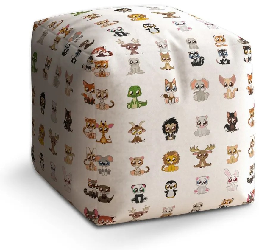 Taburet Cube zvieratká 4, biela