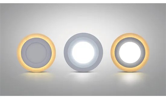 Ecolite Biely vstavaný LED panel guľatý 145mm 6W+3W podsvietený LED-DUO-R6W