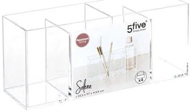 Transparentný box, 4 priehradky na stojace predmety, SELENA