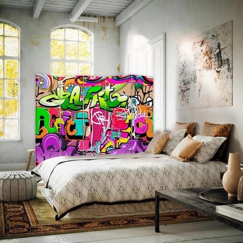 Ozdobný paraván Abstraktní graffiti - 180x170 cm, päťdielny, obojstranný paraván 360°