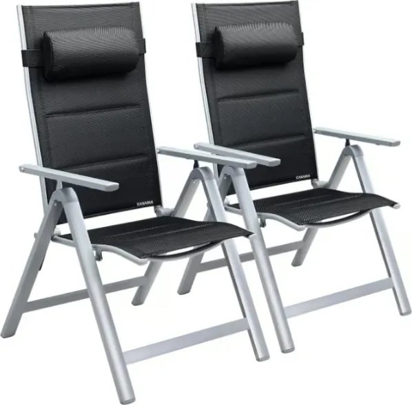 Záhradná polohovateľná stolička / kreslá Altessa Premium 2 ks - strieborná