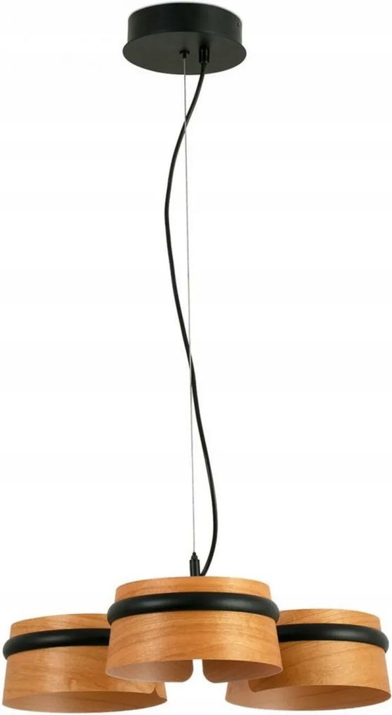 Faro Loop závesné Led svietidlo čierne, čerešňové drevo, Ø52 cm, 18W, 2700K