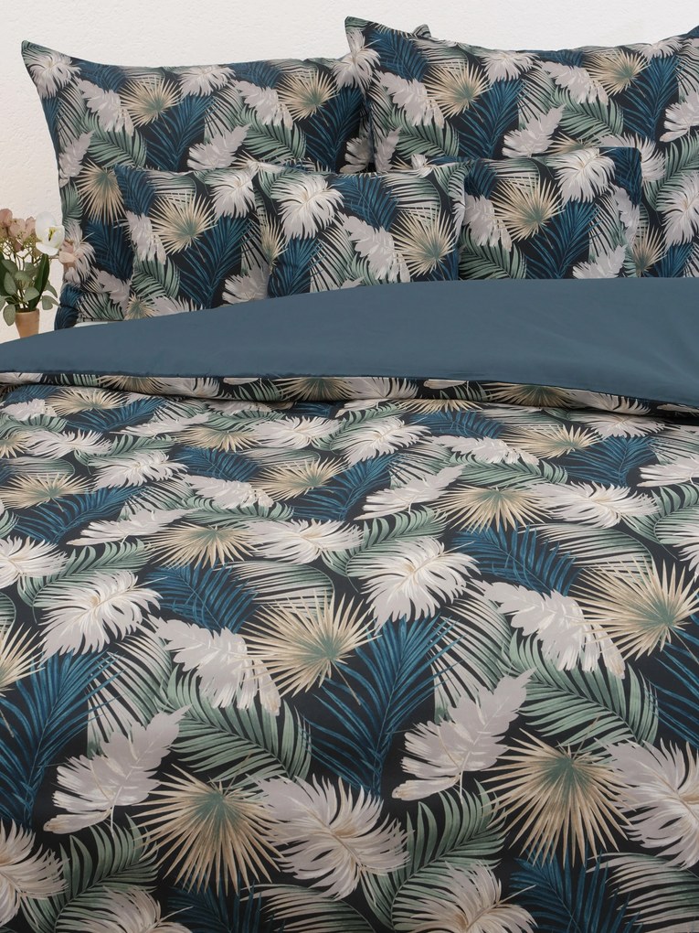 Predĺžené bavlnené obliečky Renforcé – Taisa zelená/modrá