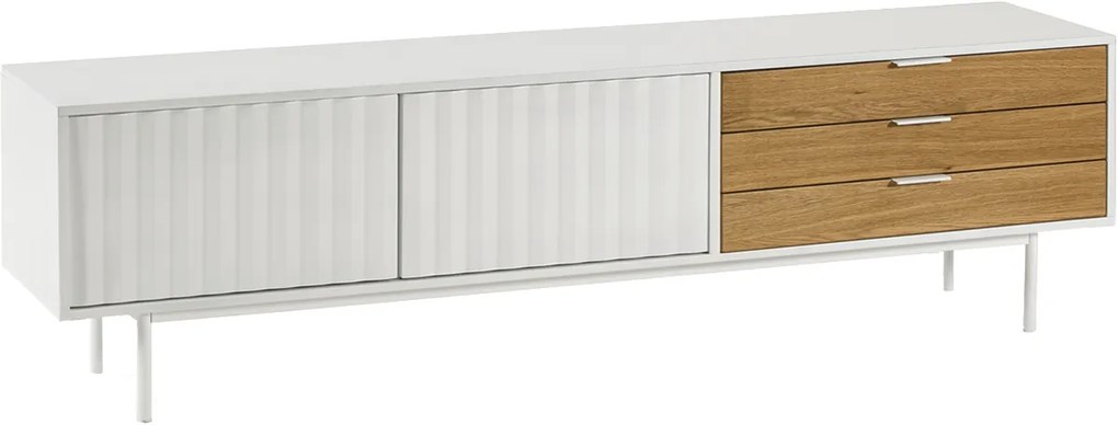 Teulat Sierra skrinka pod tv so zásuvkami - Biela - 180 cm