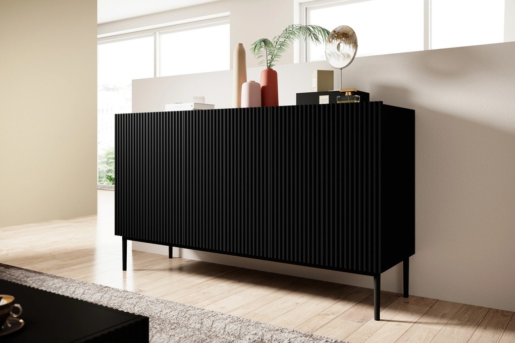 Komoda Nicole 150 cm - čierny mat / čierna