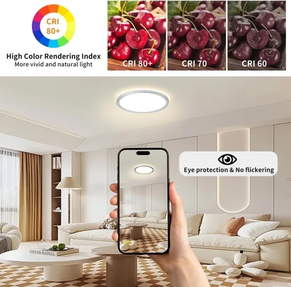 Brilagi - LED kúpeľňové stropné svietidlo ULTRA SLIM LED/12W/230V pr. 22,5 cm strieborné IP54