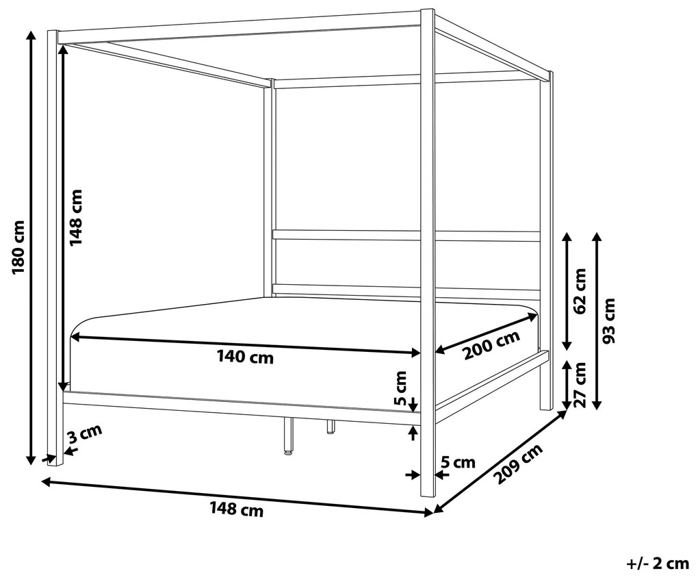 Kovová posteľ s baldachýnom 140 x 200 cm biela LESTARDS Beliani