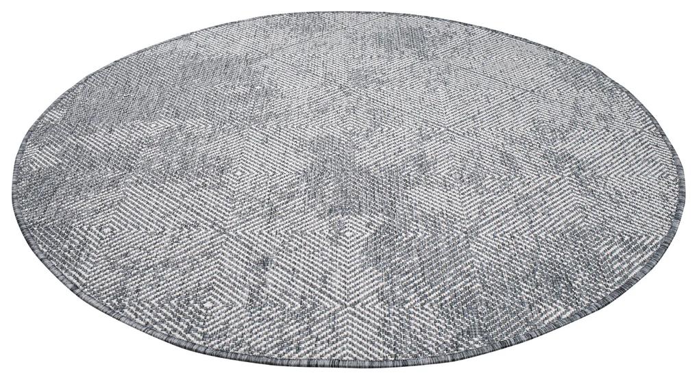 Dekorstudio Obojstranný okrúhly koberec na terasu DuoRug 5845 - sivý Priemer koberca: 120cm