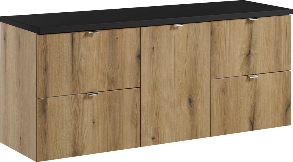 Comad Kúpeľňová skrinka pod doskové umývadlo set Nova Oak 140 dub coast evoke/čierna