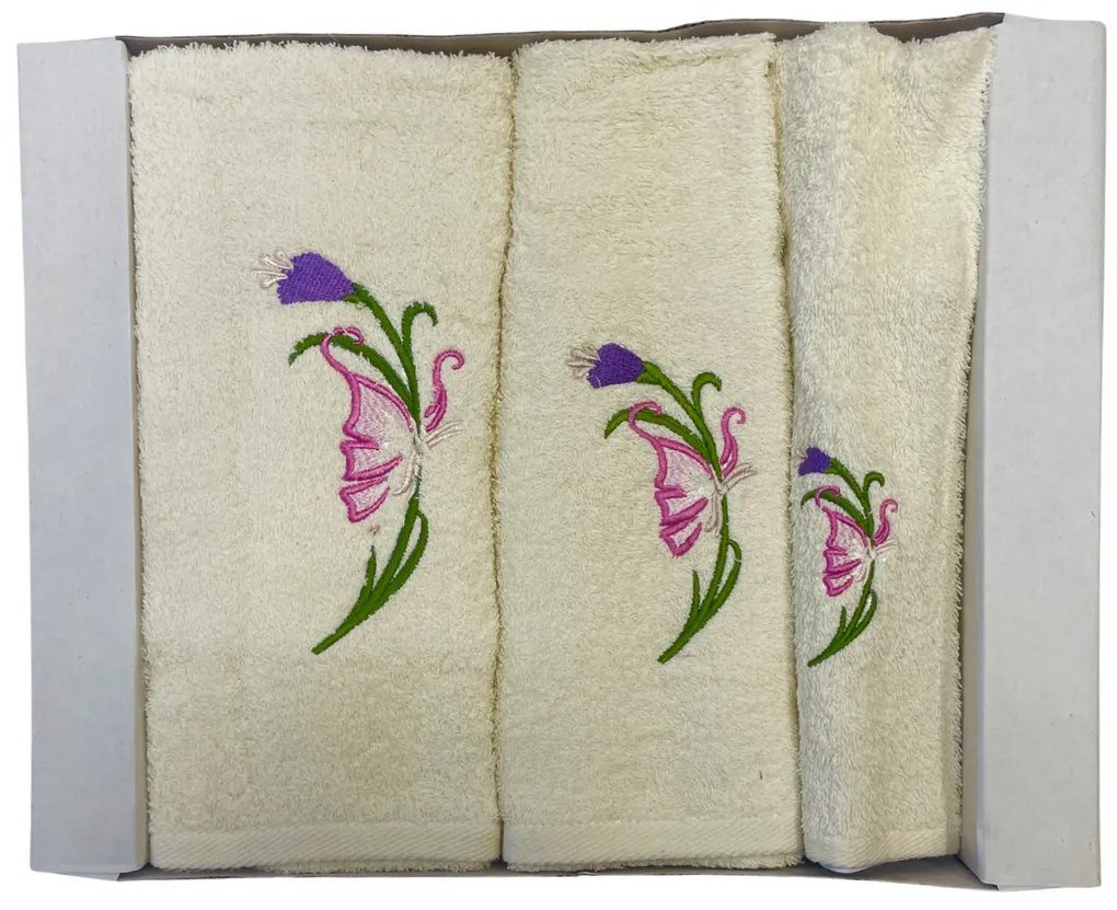 Darčekové balenie 3 kusov osušky 70x140cm a uterákov 50x100cm, 30x50cm Krémové TiaHome