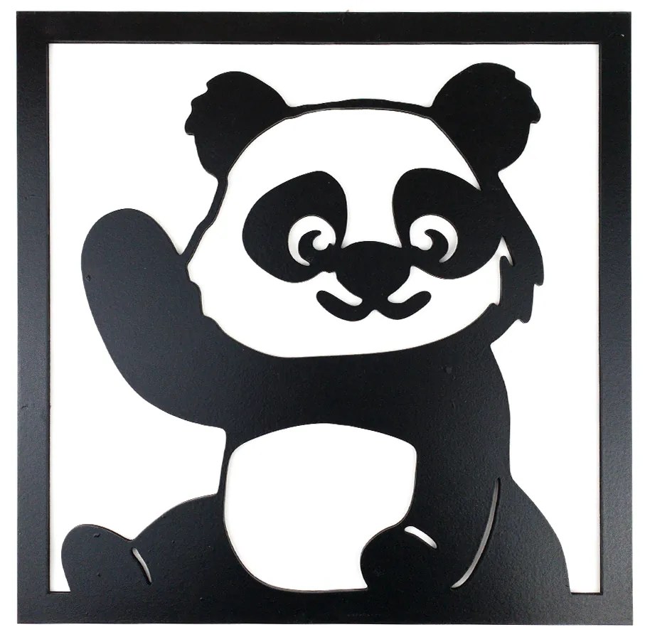 Veselá Stena Drevená nástenná čierna dekorácia Pandy v okne