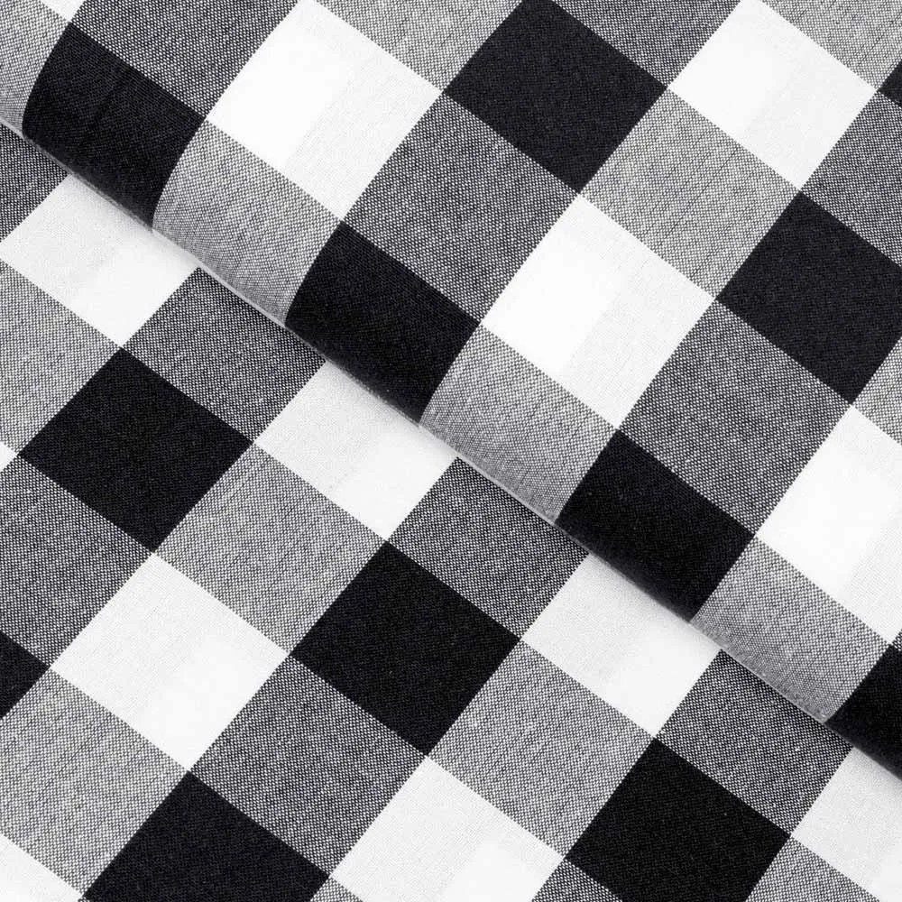 Biante Bavlnený behúň na stôl Olivia OL-004 Čierno-biela kocka veľká 35x140 cm