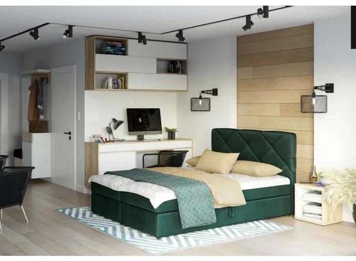 Manželská posteľ s prešívaním KATRIN 180x200, zelená